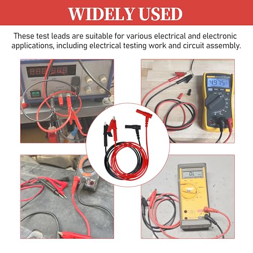 Image of 69381 Alligator Clip Test Leads for Klein Multimeter Leads,Heavy-Duty Banana Plug Replacement Leads, 3-Foot