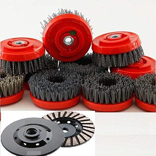 4" Diamond Silicon Carbide Abrasive Stone Processing Wood Furniture Polishing Brush Antiquing Brush 7 and 6 Diamond Grinding cup wheel granite marble stone texture masonry repair smoothing concrete