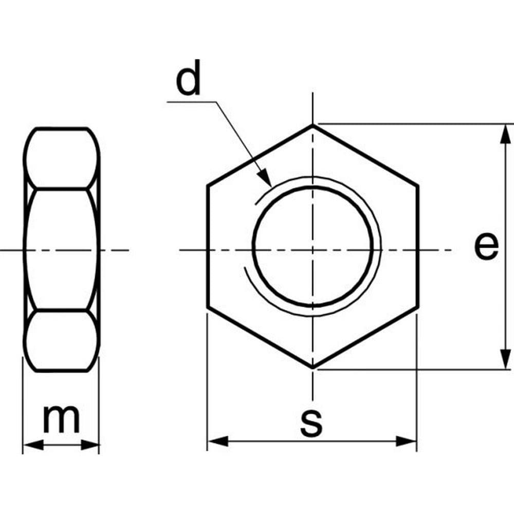10 tuercas hexagonales de baja forma DIN 439 A2-035 BM 39 hexagonales de acero inoxidable ISO 4035