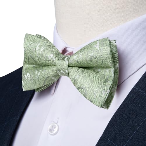 Image of DiBanGu Pre-Tied Bow Ties for Men Silk Adjustable Tuxedo Bowties Pocket Square Cufflinks Set with Lapel Pin Jacquard Woven