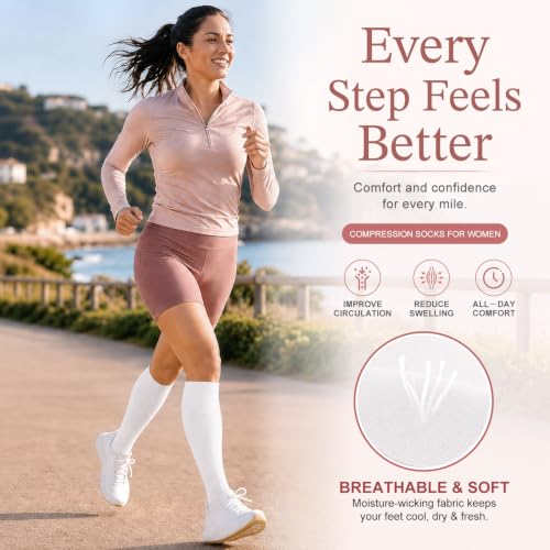 Image of Laite Hebe 4 Pairs-Compression Socks for Women&Men Circulation-Best Support for Nurses,Running,Athletic