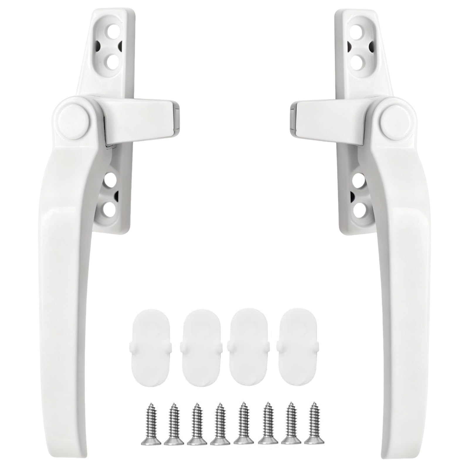 2 Pcs Cockspur Window Handles, Right/Left Hand Replacement, Universal White Handles for UPVC Windows, Sliding Doors, Double Glazing Windows, Ambidextrous Design for Window Repair & Replacement