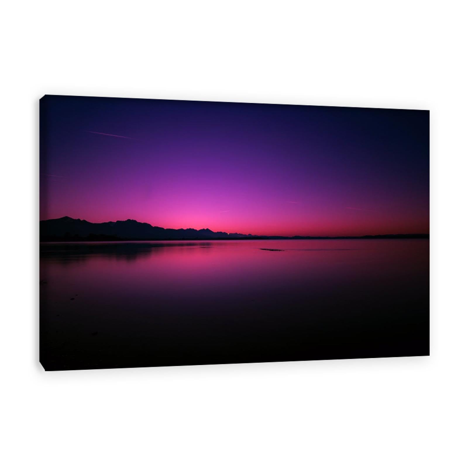 GRASKY Strand sonnenuntergang bild sonnenuntergang bild auf leinwand wandbilder landschaftsbilder mit rot Leinwandbilder Sonne am Meer Wohnzimmer Deko Kunstdrucke 70x105cm(28x41Zoll) Innenrahmen