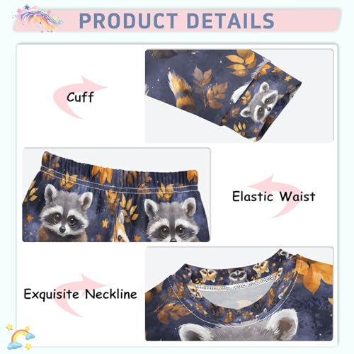 senya Autumn Cute Raccoon Pajamas Set Long Sleeve Soft Cotton Sleepwear 2 Piece4