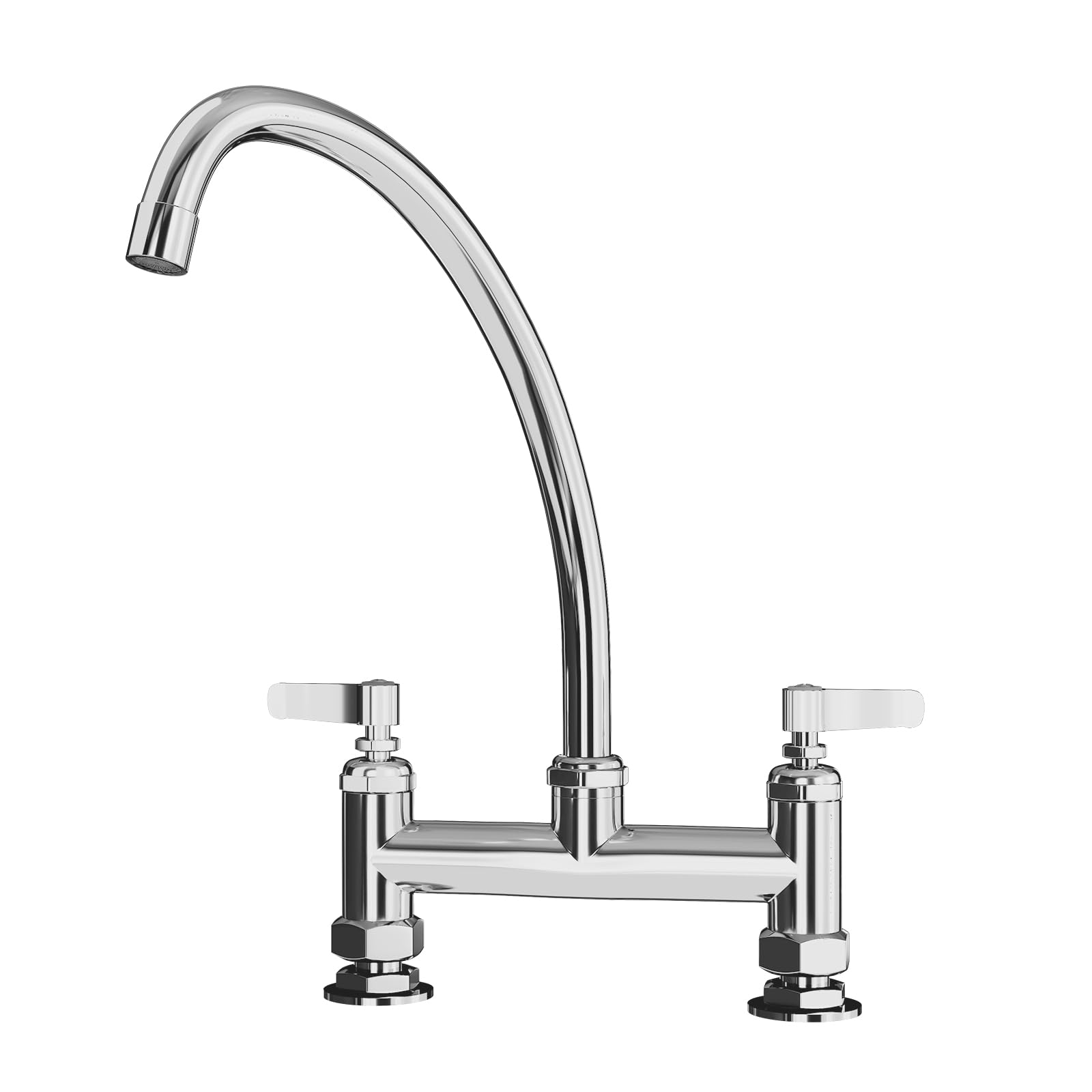 MOOTACO Commercial Kitchen Tap,7" Brass Dual Temperature Faucet,Adjustable Foot Kitchen Sink Faucet with 8" Swing Nozzle