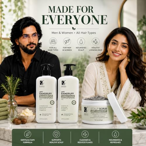Image of Ultimate Anti Dandruff Kit | Scalp Scrub + Shampoo + Conditioner Combo | 2% Salicylic Acid, Rosemary Oil, Shea Butter & Biotin | Helps Remove Flakes, Cleanse Scalp & Nourish Hair | 600ml