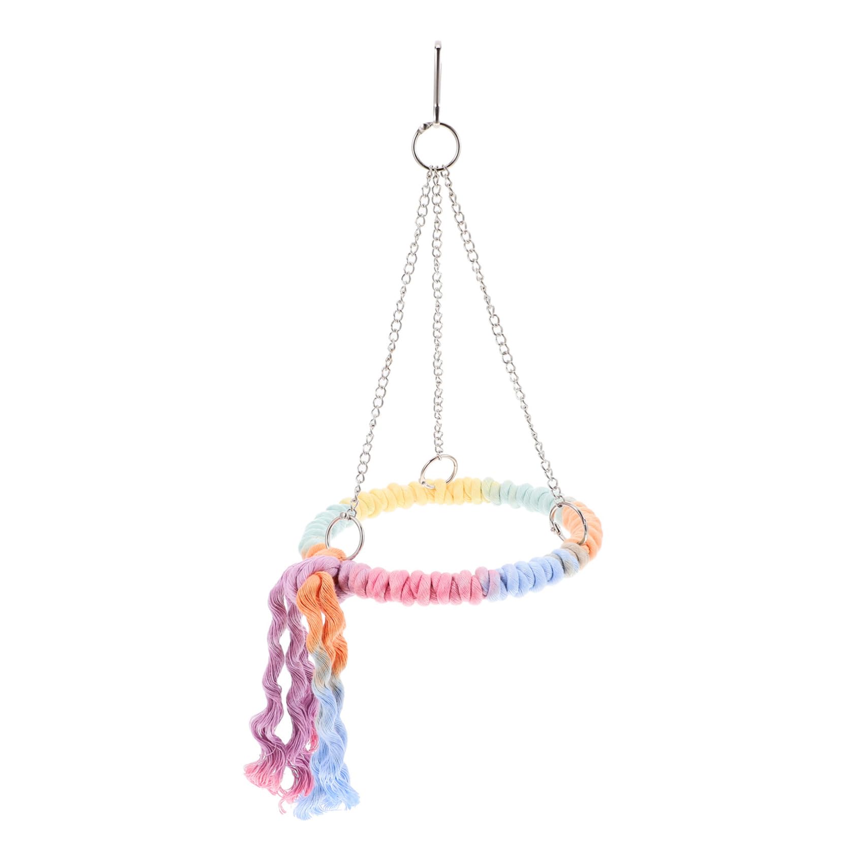 ibasenice Bird Swing Cotton Rope Ring for Parrots and Birds Easy to Install with Hooks Promotes Exercise and Activity Versatile Perch Cages and Stands