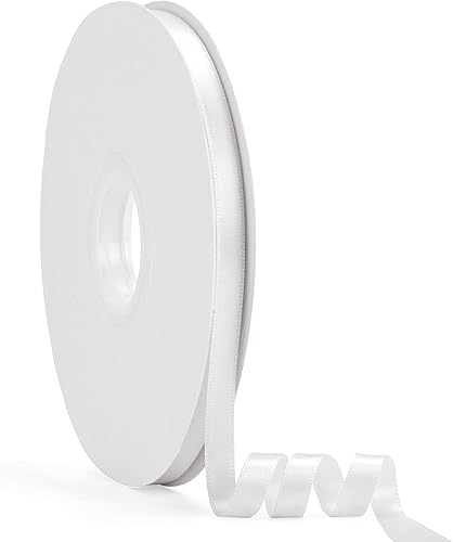 Cinta de satén blanca de doble cara de 38 pulgadas x 50 yardas, cinta de color sólido de alta densidad, ideal para manualidades, envoltura de