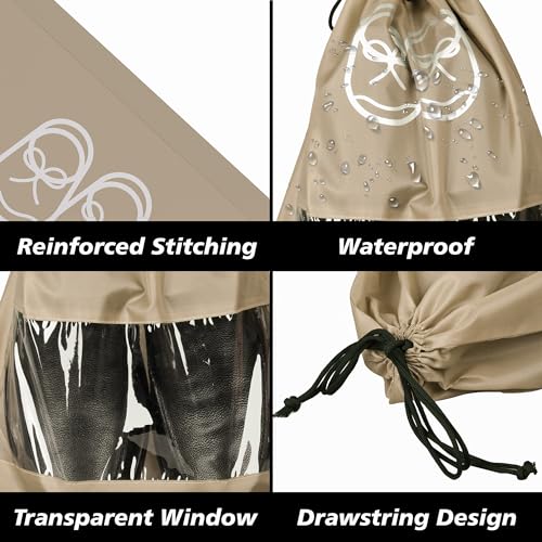 Image of Heart Home Pack of 8 Travel Shoe Organizer | Storage Bags | Travel Carrying Bag | Storage Organizers Set | Shoe Cover with Transparent Window | Shoe Dori Cover | Brown & Gray