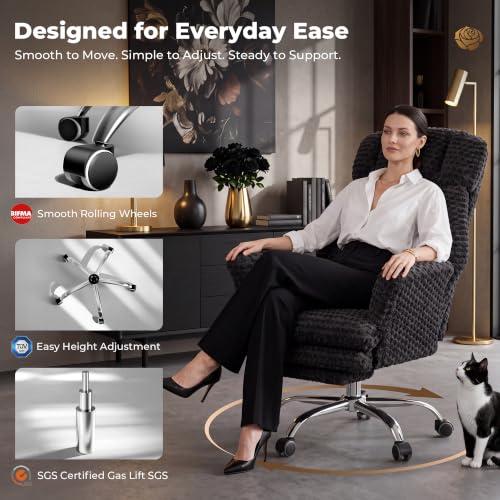 Image of Big and Tall Office Chair, Flip Armrests for Pets & Cross Legged Sitting