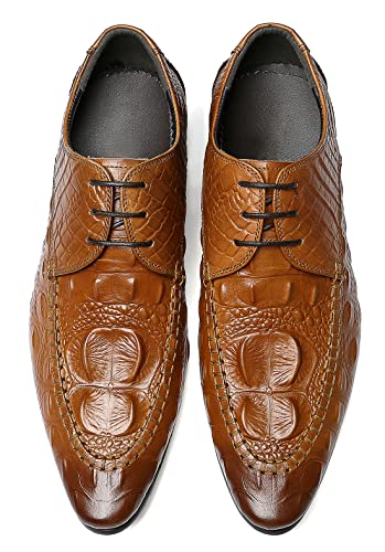 Men's Oxfords Formal Dress Classic Lace-up Wingtip Crocodile Texture Derby Genuine Leather Fashion Comfortable Shoes Buinsess Casual Prom Wedding Tuxedo Shoes for Men4
