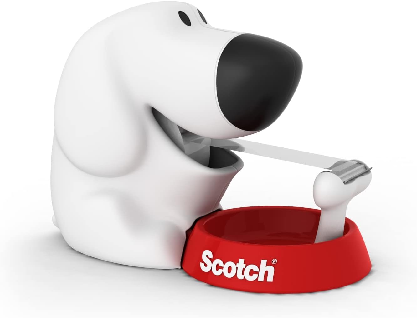 Scotch Dog Tape Dispenser - Holds Tape up to 19 mm Wide x 7.5 m - Cute Stationery Set and Gift - White