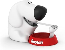 Scotch Tischabroller inkl. 1 Rolle Klebeband - Hunde Klebeband Abroller, auch für Kinder, weiß