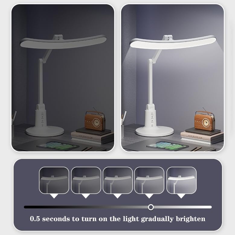 Lampe de bureau Lampe de bureau LED, lampe de bureau à commande tactile, 3 modes de couleur, 4 niveaux de luminosité, lampe de table de protection des yeux avec port de chargement USB, minuterie autom