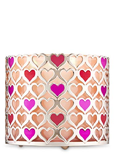 Bath and Body Works White Barn Hearts 3 Wick Candle Holder Sleeve
