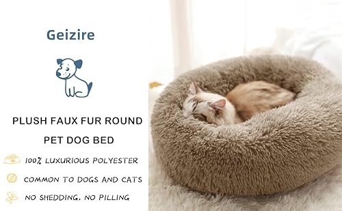 Geizire Cat Beds For Indoor Cats/Dog Beds For Small Dogs, Washable Donut Calming Round Cat Bed, Soft Fluffy Warm And Cozy Anti Anxiety Cuddler Cat Bed, Joint-Relief Cat Bed (Medium, Brown) #TOP3