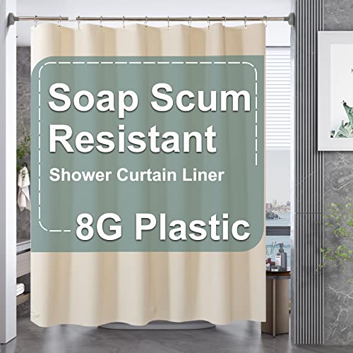 Amazerbath Plastic Shower Curtain Liner, 72 X 72 Inches Eva 8G Heavy Duty Khaki Shower Curtain Liner, Tan Waterproof Weighted Thick Bathroom Curtain With 3 Weights And 12 Rustproof Grommet Holes #TOP16