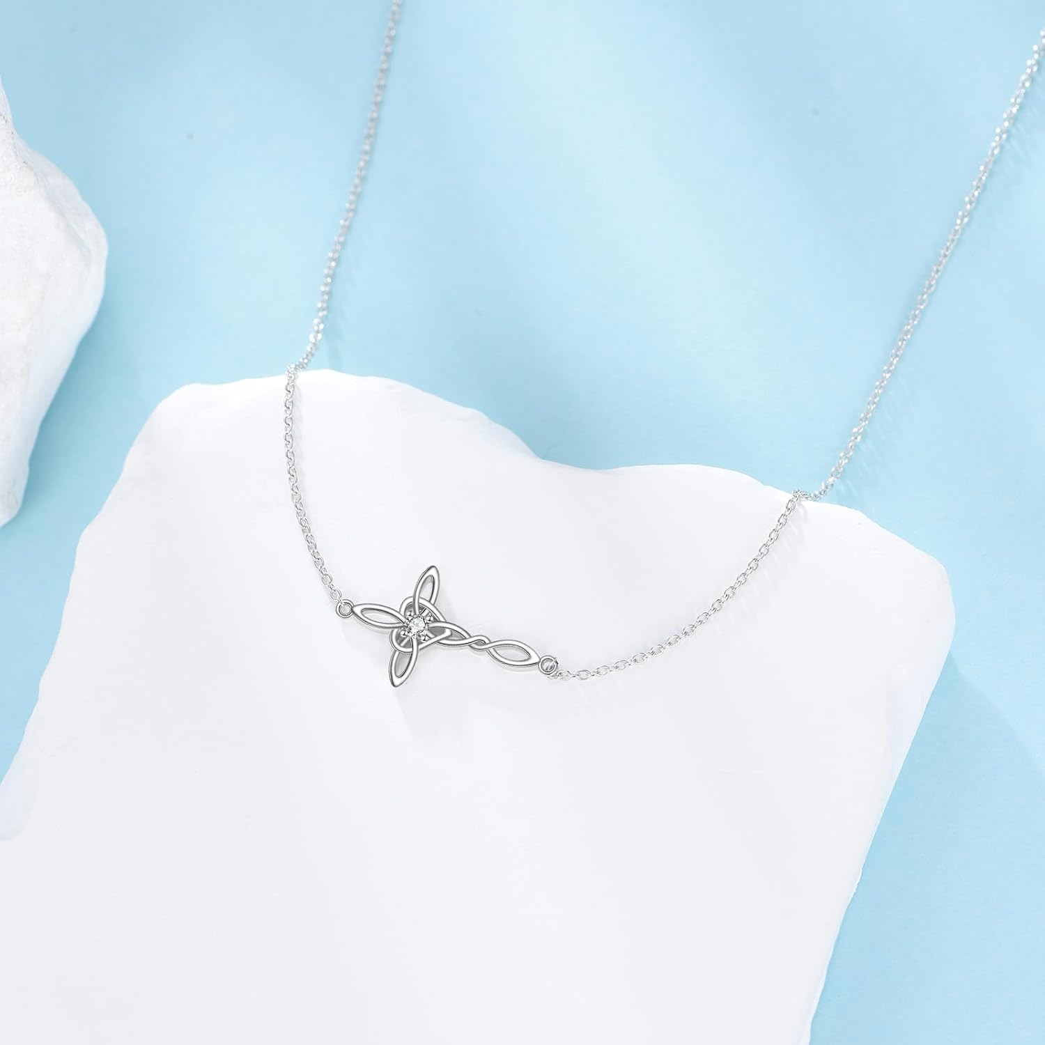 LUHE Cross Necklace for Women Sterling Silver Cross Pendant Necklace Religious Jewelry Christian Gifts - Image 2