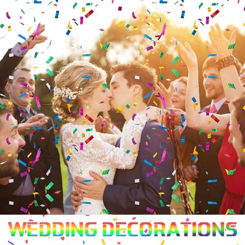 Image of Sumind 1000 Grams Large Rainbow Metallic Confetti Multicolor Glitter Table Confetti Throwable Foil Party Decor for Wedding Birthday Gender Reveal Baby Shower Graduation Hanukkah Celebrations