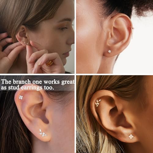 14K Gold Plated Stud Earrings for Women Trendy Hypoallergenic 925 Sterling Silver Post Cartilage Tragus Earring Set for Multiple Piercing Dainty Cute Small Helix Earrings Stack Jewelry for Men4