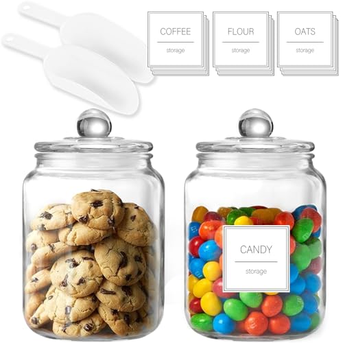 Half Gallon Large Glass Jars with Lids, Airtight Storage Clear Co...