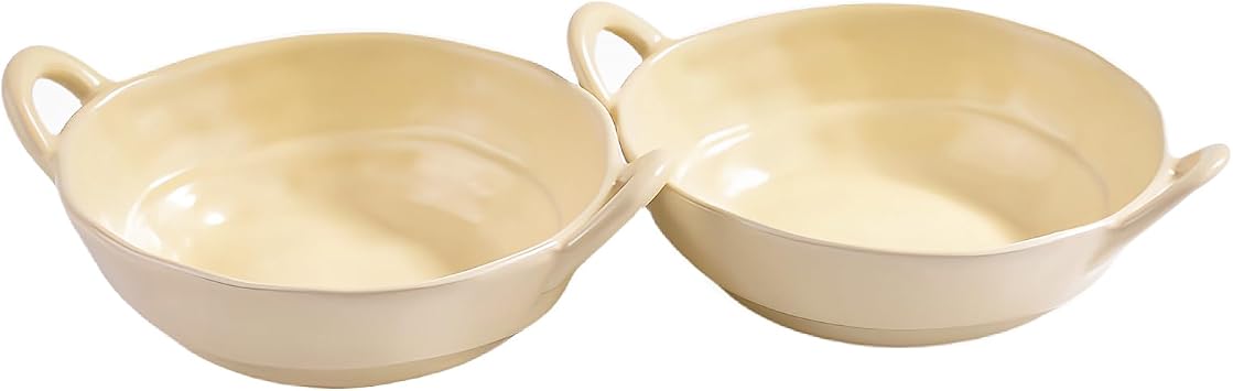 Ceramic Soup Bowl with Handles Set of 2, 8.5 Porcelain Serving Bowls