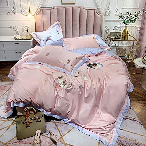 Parure de lit King Size en coton avec broderie fine dessin animé au tissage haut de gamme