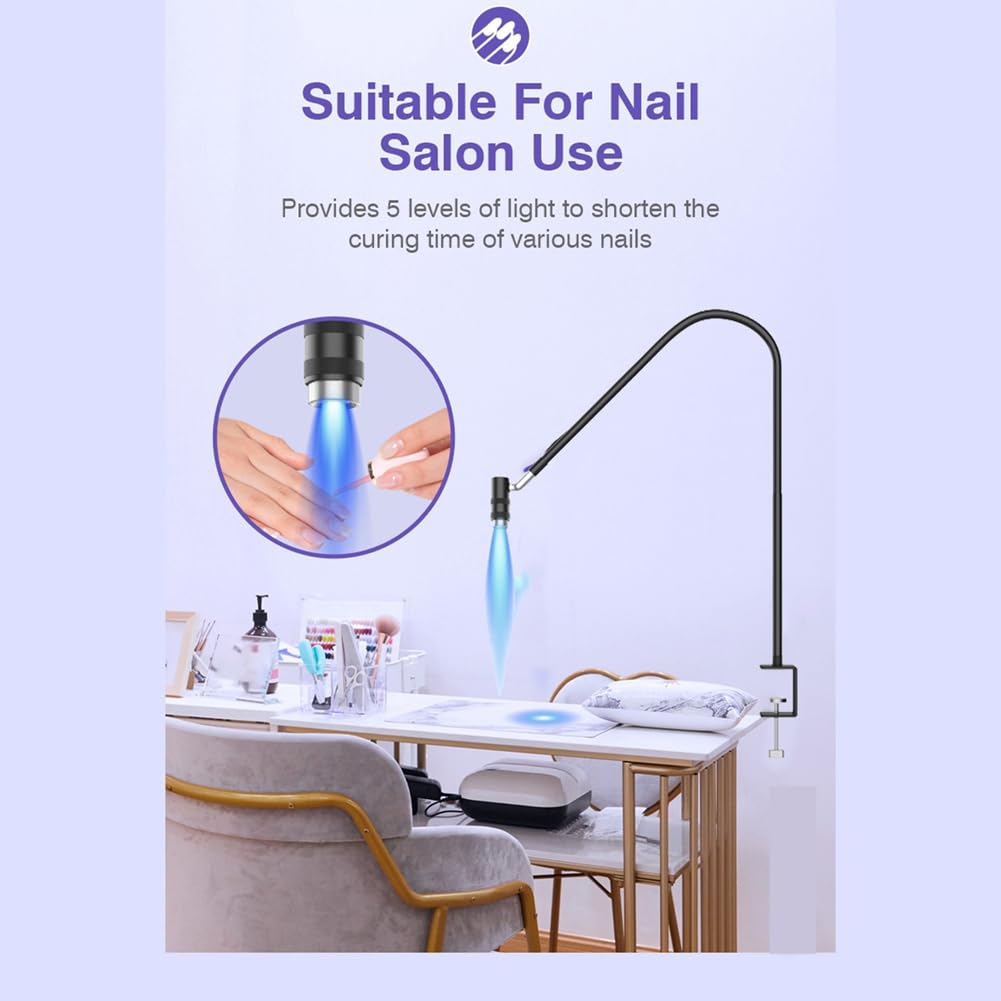 UV-Wimpernlampe 6W Wimpernverlängerung & Nageltrockner 360° Flexibler Schwanenhals UV-Klebstoff-Aushärtelampe für Den Salongebrauch B