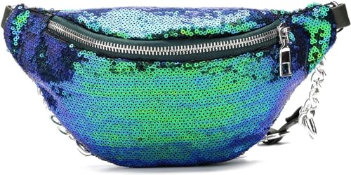 Marsupio con paillettes luccicanti con cintura regolabile per donne e ragazze classico verde