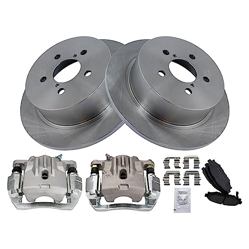Image of TRQ Rear Brake Pad and Rotor Set Ceramic Solid Rotors Calipers | For 2006-2009 Subaru Legacy Outback
