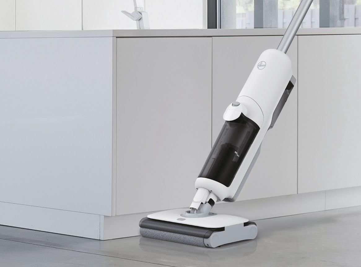 Hoover Lava e aspira Pavimenti Senza Fili, 2 in 1 per Pavimenti Duri, Aspirapolvere e Lavapavimenti, Doppi Rulli, Rilevamento Intelligente dello Sporco, Docking Station Autopulente[HW500]