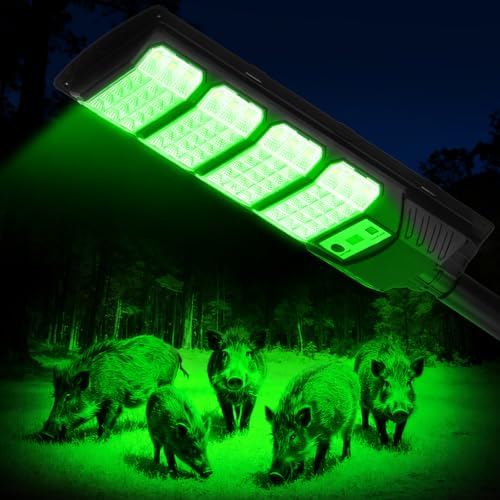 BINGLUX Hog Lights for Night Hunting - 16000LM Green Light for Hunting Hogs with Motion Sensor & 65FT Remote Control Waterproof Solar Hog Feeder Light for Deer Coyote Varmint