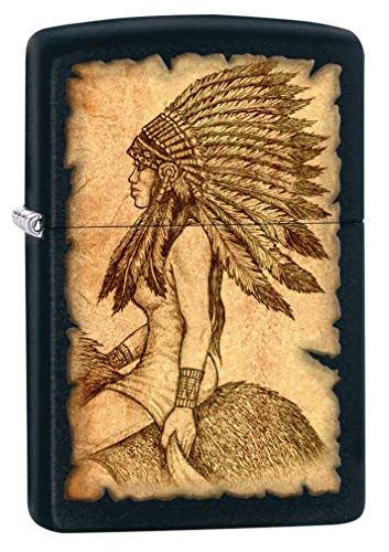 Encendedor Zippo Native American Negro Mate miniatura 1