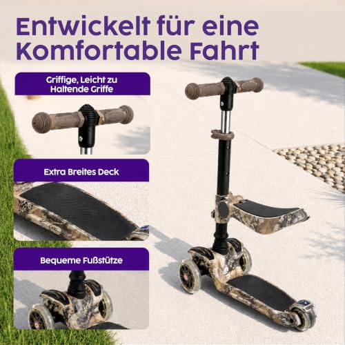 Image of Hurtle 3-Wheeled Scooter for Kids - Wheel LED Lights, Adjustable Lean-to-Steer Handlebar, and Foldable Seat - Sit or Stand Ride with Brake for Boys and Girls Ages 1-14 Years Old