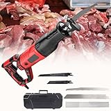 Home Commercial Electric Butcher Bone Saw, Electric Reciprocating Saw, Portable Saber Saw Shock-Absorbing Non-slip Handle for Cutting Food, Wood, Metal,1050W-Red