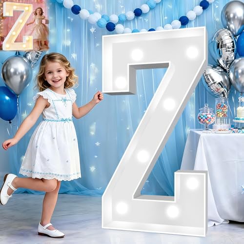 Image of Pooqla 3FT Marquee Light Up Letters, Cool White and Warm White LED Big Mosaic Marquee Letters 3 Feet, Giant Letter Sign for Balloons Birthday Anniversary Wedding Party Decoration, Letter Z