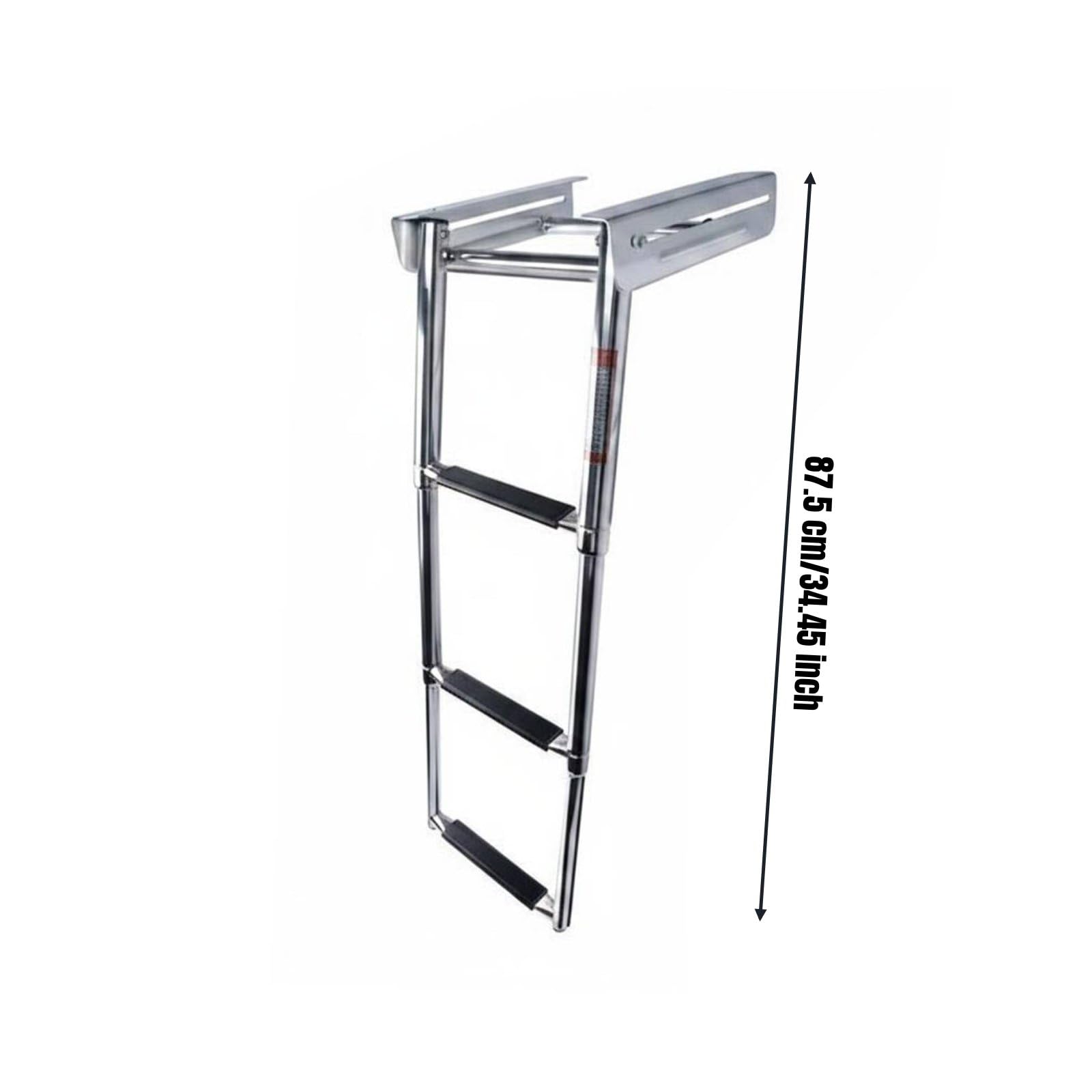 B Baosity Escalera Marina Plegable Extensible Antideslizante Acero Inoxidable 316 Retráctil Bajo con Cuerda Elástica Adecuada para Yates Lanchas Rápidas Pontones Embarques en Muelle, 3 Pasos