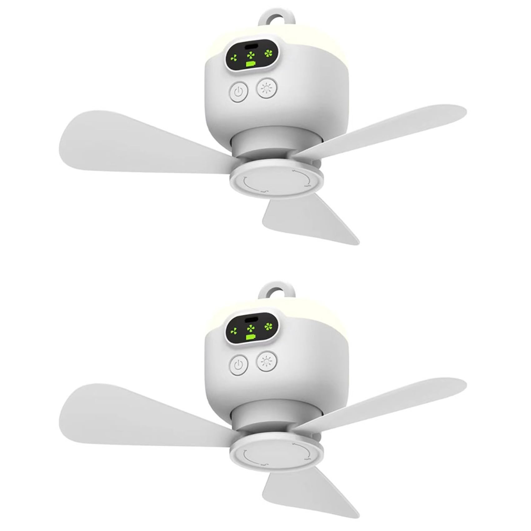 Hndhbfgrt 2X USB Rechargeable Large Wind Ceiling Fan Removable Blades Night Lamp Lighting 8000mAh Capacity Household Outdoor Fan