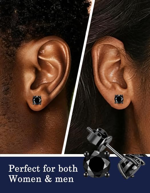 Moissanite Stud Earrings for Women Men, 18K White Gold Plated Solid GRA 925 Sterling Silver Earring Hypoallergenic Dainty Flat Back Stud Diamond Earrings, 0.6-4CT D Color VVS1 Clarity, Wedding Jewelry - Image 2