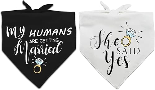 Miniatura 2 de Bandana negra para mascotas, diseño de triángulo, para boda, regalo de anuncio de compromiso, para perros pequeños, medianos y grandes,
