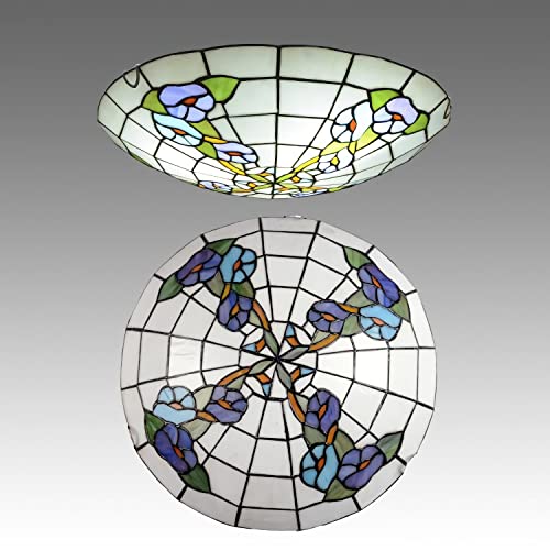 Luminaire Tiffany de plafond en vitrail véritable de 30cm pour une décoration raffinée