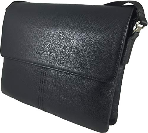 Men's Genuine Leather Briefcase Shoulder Messenger Bag Black2