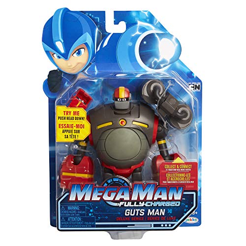 Mega Man Fully Charged 81521 Deluxe Guts Man Articulated Action Figure With Expanding Belly And Guts Man Buster Accessory (To Swap Onto The Mega Man Figure)! Based thumb #6