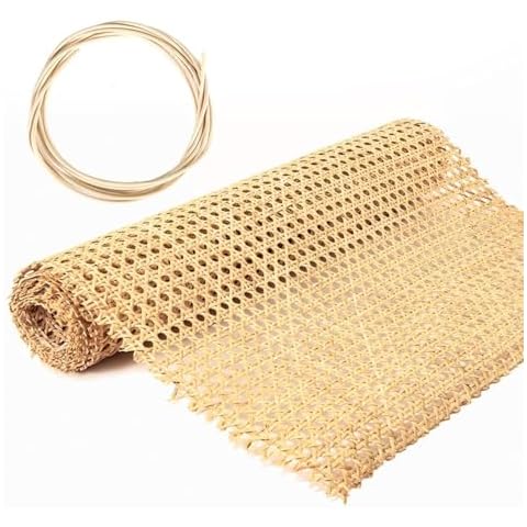 Cane Webbing,24" Width Natural Rattan Webbing Roll 3.3Ft Caning Material with 3/19" Groove Chair Caning Spline for Cabinet,Chair, Furniture,Wicker Projects Cover