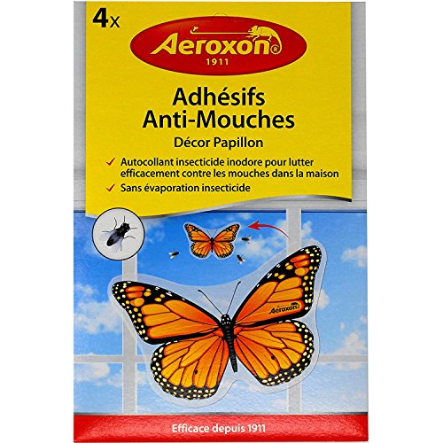 AEROXON - Mata moscas insecticida Juego de 4 insecticidas adhesivas para ventanas