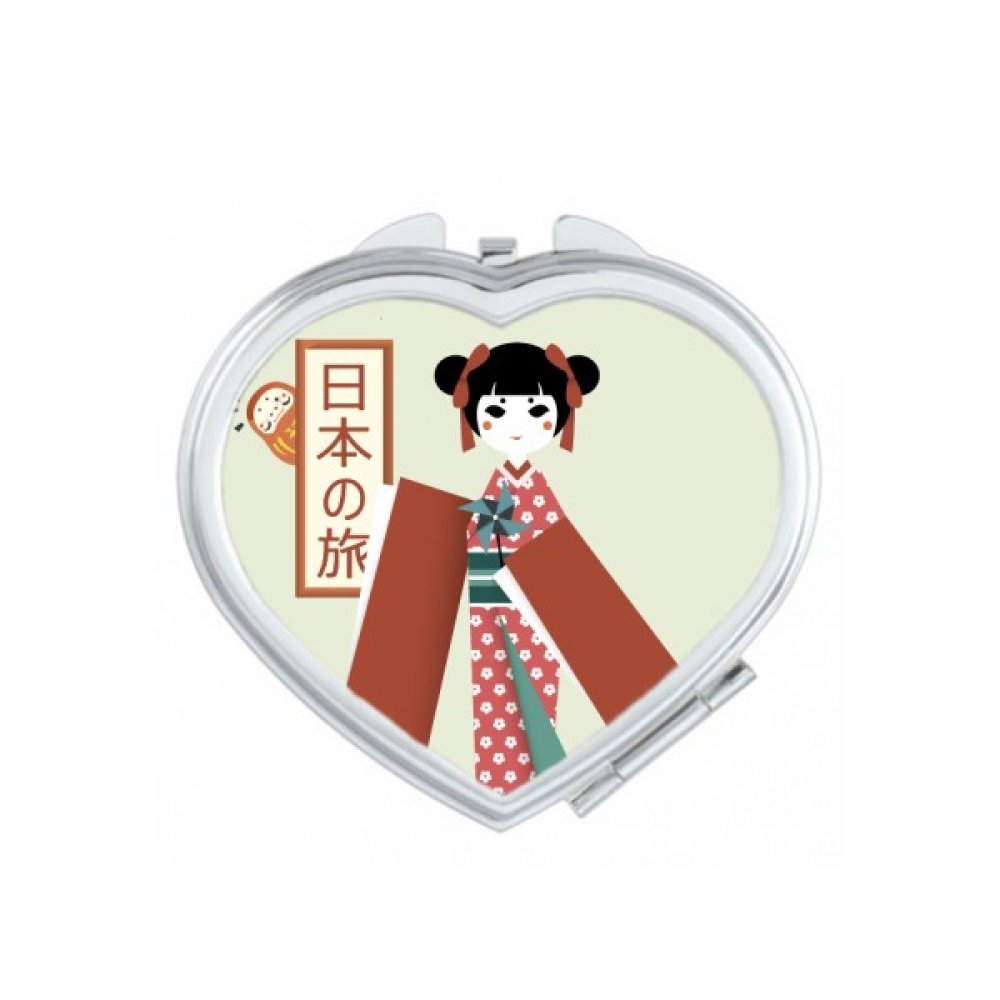 Miroir compact de poche pour maquillage avec design cœur animal japonais