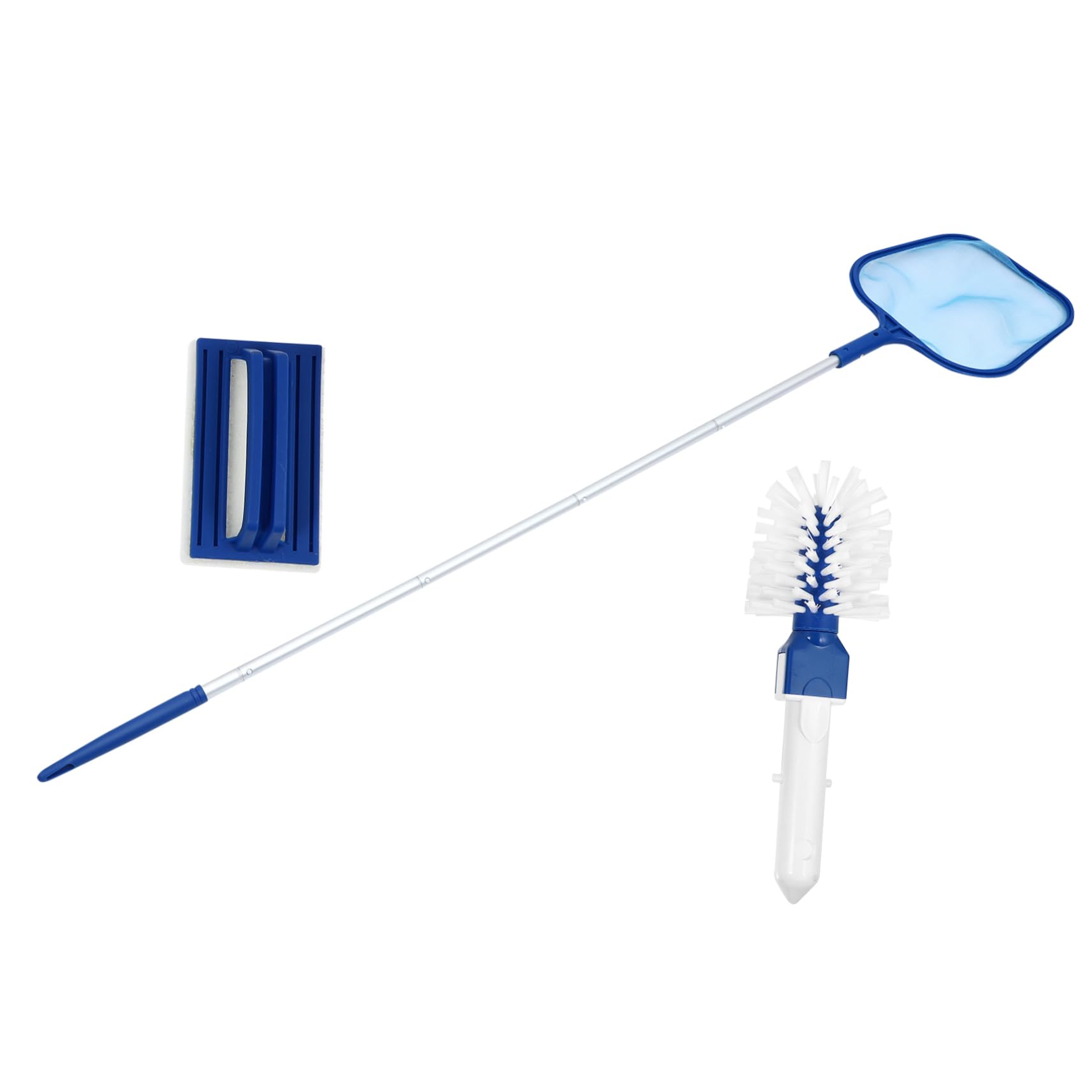 UPKOCH 1 Set Kit de Skimmer de Piscina Red de Malla Detallada y Rastrillo para Hojas, Poste Telescópico de 5 Secciones, Limpieza de Aguas Superficiales y Profundas