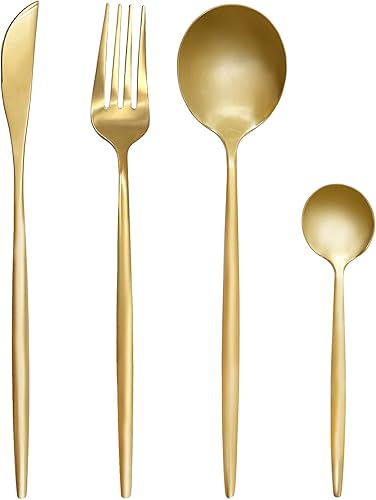 Miniatura 2 de Juego de cubiertos de 24 piezas, cuchara de tenedor de cuchillos de acero inoxidable, juego de vajilla para 6 personas, juego de cubiertos, incluye