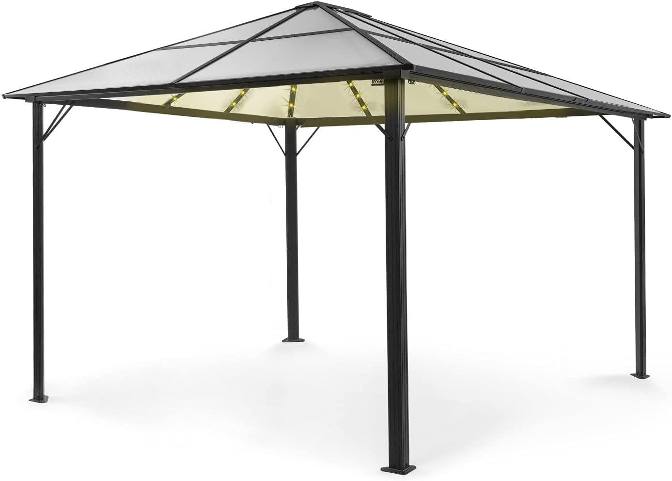 Blumfeldt Pergola Impermeabile con Tetto in Policarbonato, Pergola 3x4, Gazebo in Metallo e Alluminio, da Giardino Anti UV, Tendone Giardino con Vetro Traslucido, Luci LED Dimmerabili