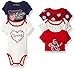 Tommy Hilfiger Baby Girls' Print and Solid Bodysuits, Red/Navy/Stars, 0-3 Months (Pack of 5)